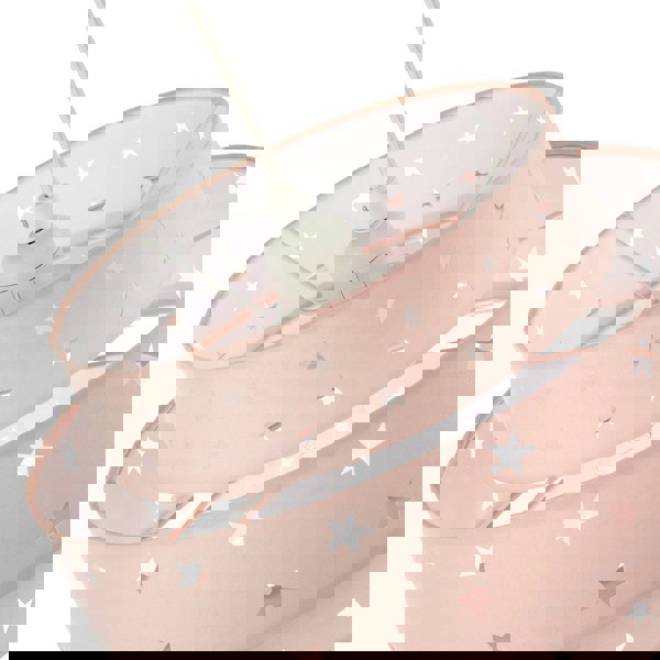 Triple Tier Pink Cotton Fabric Kids Pendant Shade with Stars Decor Image 4