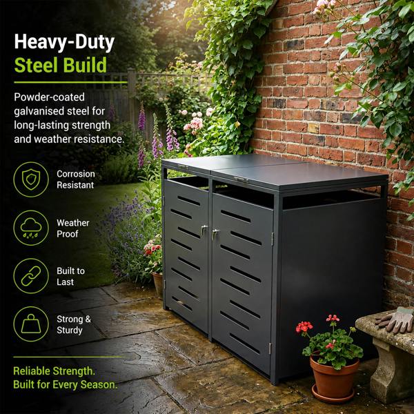 Nicoman Outdoor Lockable Metal Garbage Bin Shed