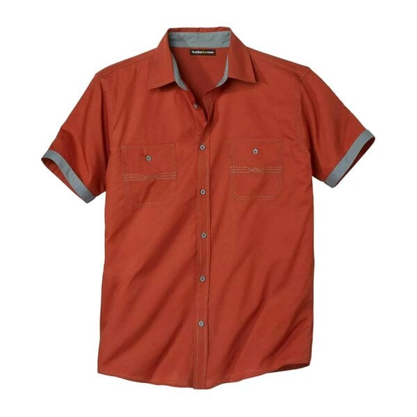 Atlas For Men Mens Poplin Pilot Shirt - Terracotta/Grey