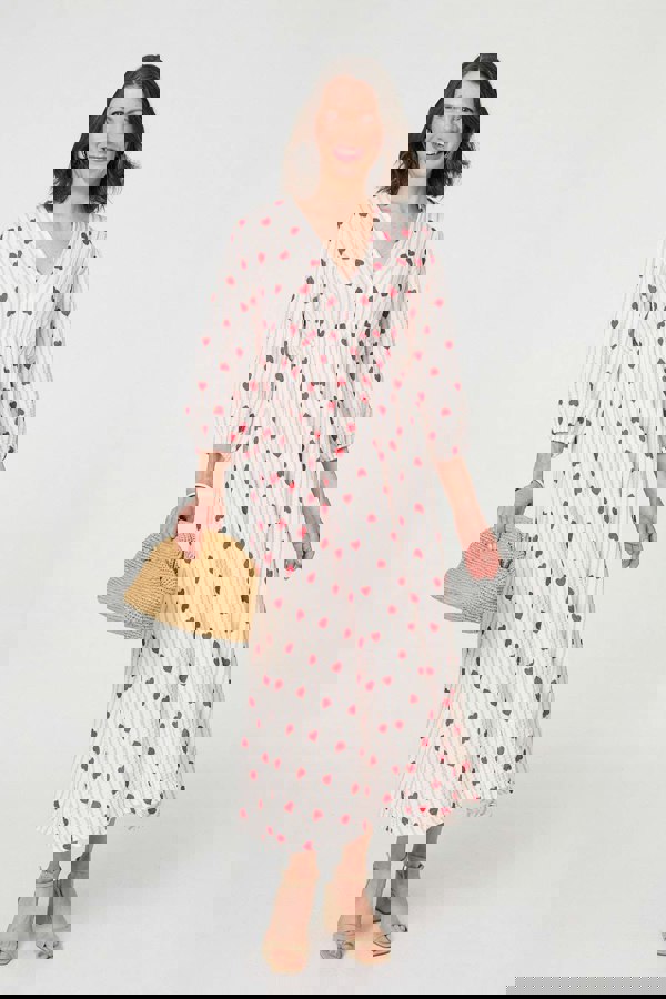 Pink | Striped Empire 3/4 Sleeve Maxi Dress
