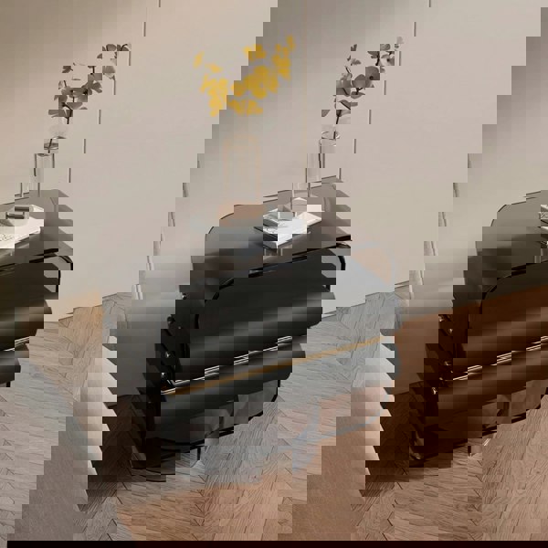 Friesen Rotateble Bedside Table With Storage & Light Strip-Weilai Concept