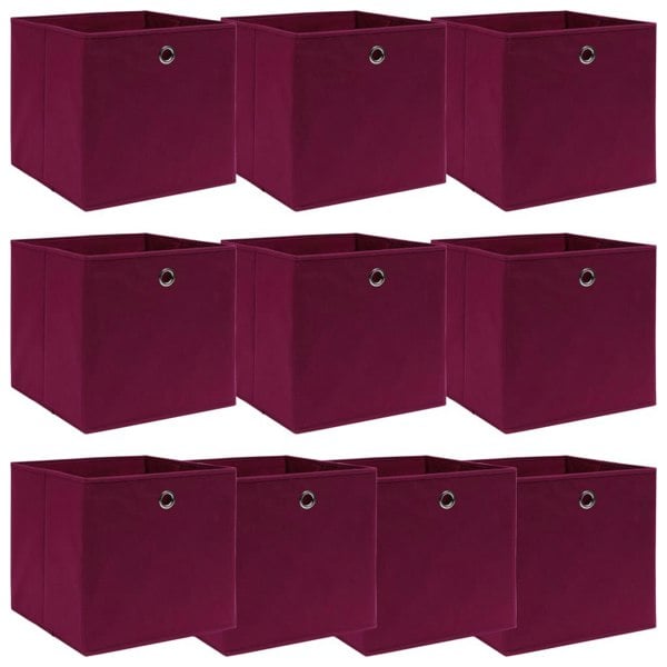Berkfield Storage Boxes 10 pcs Dark Red 32x32x32 cm Fabric