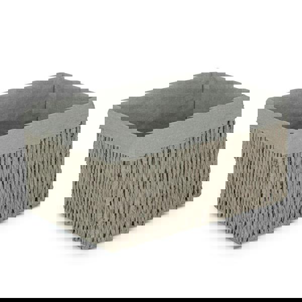 Grey Paper Rope Storage Basket with Grey Cotton Lining