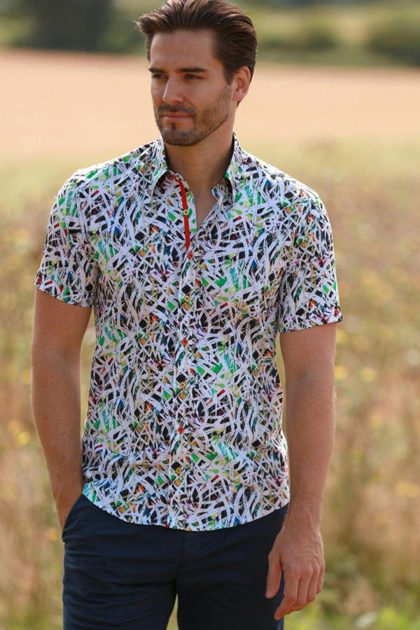 ABSTRACT MEN SHORT SLEEVE - Premium Men's Patterned Shirt by Claudio Lugli | Bold Design, Tailored Fit, Best Printed Shirts
