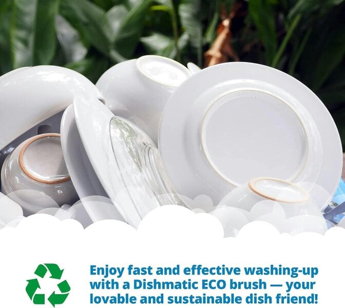 Dishmatic ECO Washing-Up Scrubbing Brush Made from 99% Recycled Plastic with Replaceable Brush Head – Antibacterial Kitchen Washing-Up Dish Brush