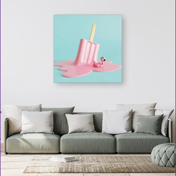 Warren Reed Flamingo Ice Cream Canvas