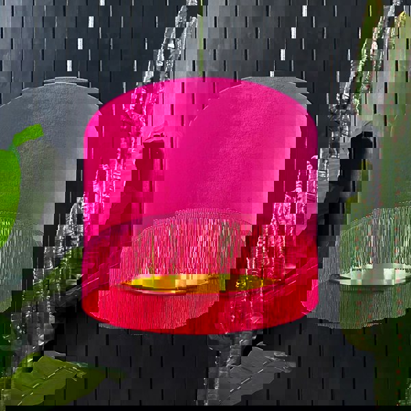 love frankie raspberry velvet and gold lining and fringing