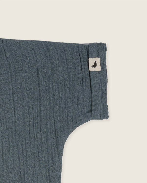organic cotton Sea Blue Mandarin Collar Shirt - image 4