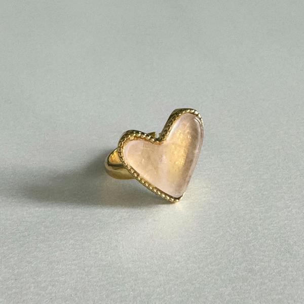 Hellie Luxe 18k Gold Plated Pink Heart Ring Luxe Tones