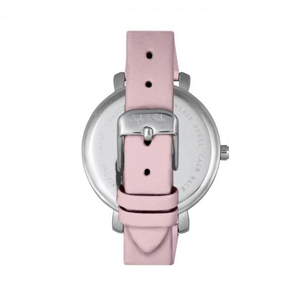Sophie & Freda Key West Leather-Band Watch w/Swarovski Crystals - Silver/Mauve - SAFSF4303