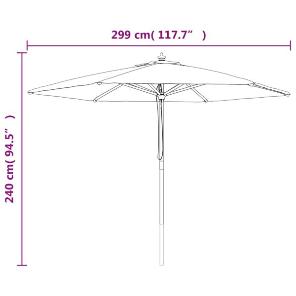 Berkfield Garden Parasol with Wooden Pole Sand 299x240 cm