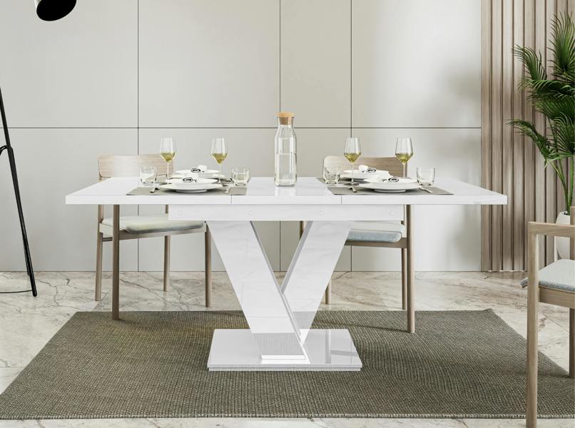 PHD Furniture MASIV Extendable Dining Table 120–160cm – White Gloss