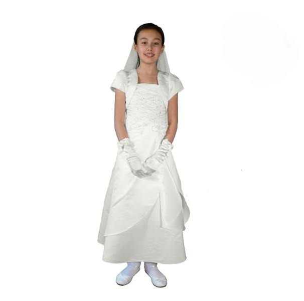 Cinda Satin Holy Communion Dress with Veil