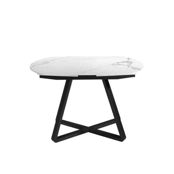 Angel Cerdá Oval Barrel porcelain marble and black steel extending dining table 1096