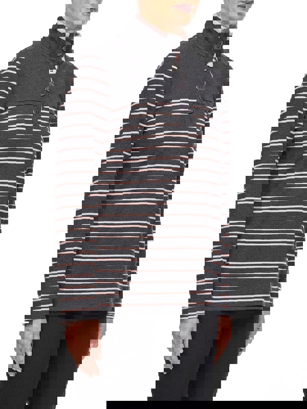 PennyPlain Striped Funnel Neck Top - Charcoal