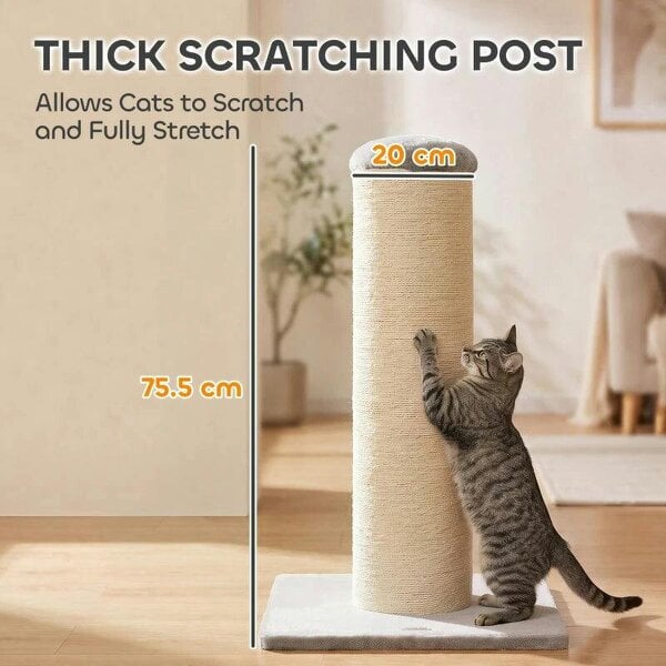 Cat Scratching Post, 76cm Tall Scratch Post for Indoor Kittens, Cat Scratcher with Stable Base