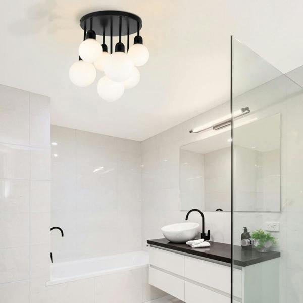 COSYLYTE Broome Bathroom 7 Light Opal Glass Ceiling Light