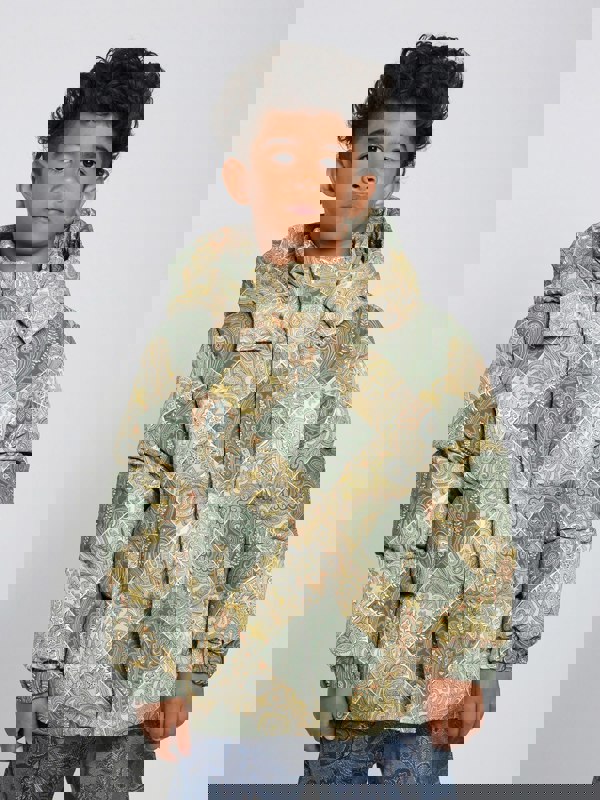 Etro Boys Paisley Puffer Jacket in Green