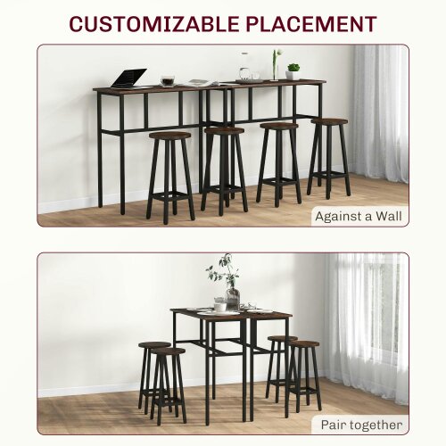 Wyld Haus Halulo Wooden Rustic Brown 6 Piece Counter Bar Dining Set With Multiple Layout Options