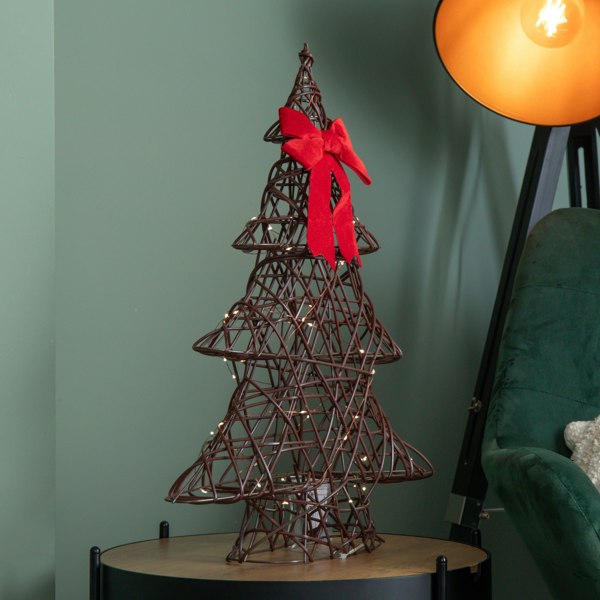 Samuel Alexander 60cm Battery Operated Light up Christmas Tree with Red Bow & 60 Warm White LEDs