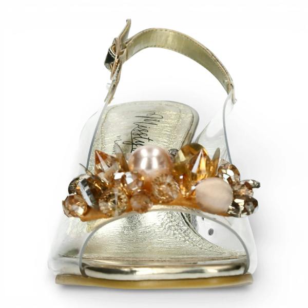 Laura Vita Marlene 12 - Women’s Clear Golden Block Heel Sandals