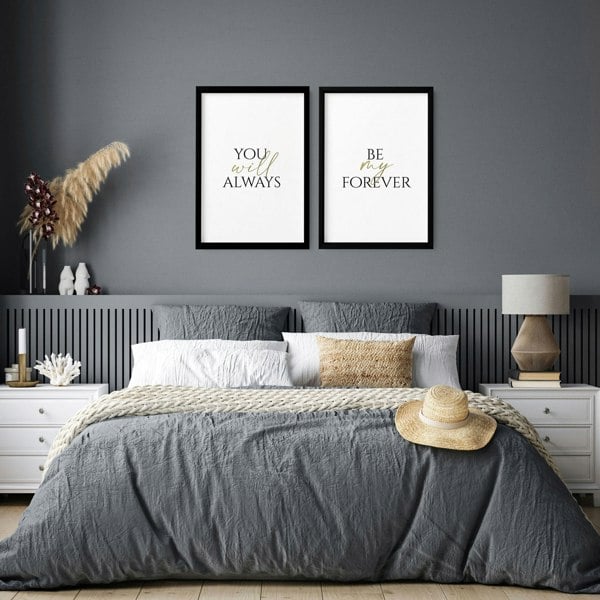 First anniversary gift for couple | set of 2 wall art prints for Bedroom