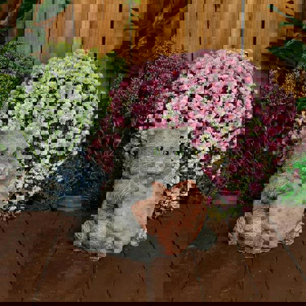 Cat with a Big Heart Stone Cast Garden Cat Ornament