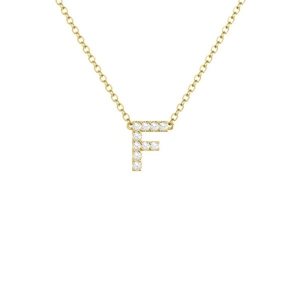 Say It With Dainty CZ Block Initial Necklace - Yellow Gold Plated