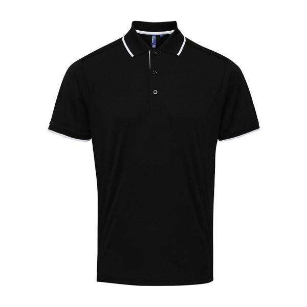 Premier Mens Coolchecker Contrast Pique Polo Shirt - Black/White