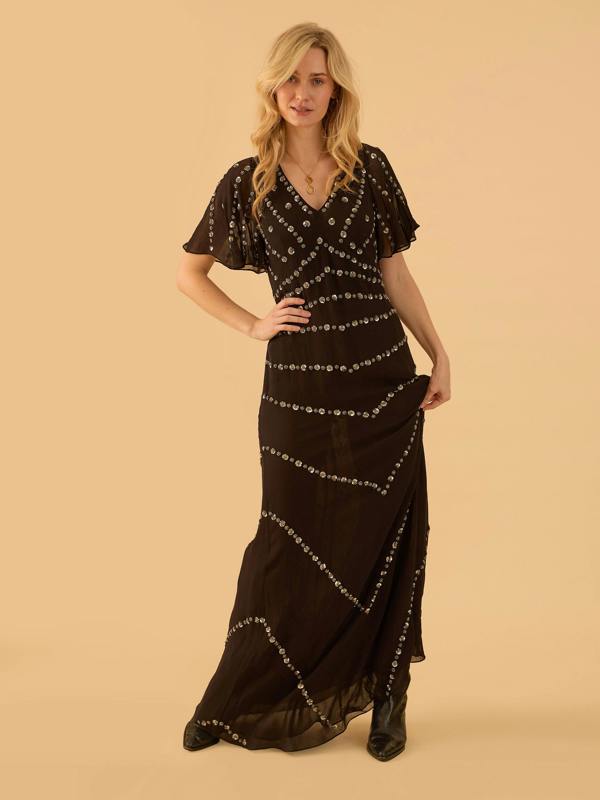 Rose & Nancy Rose Black Sequin Maxi Dress