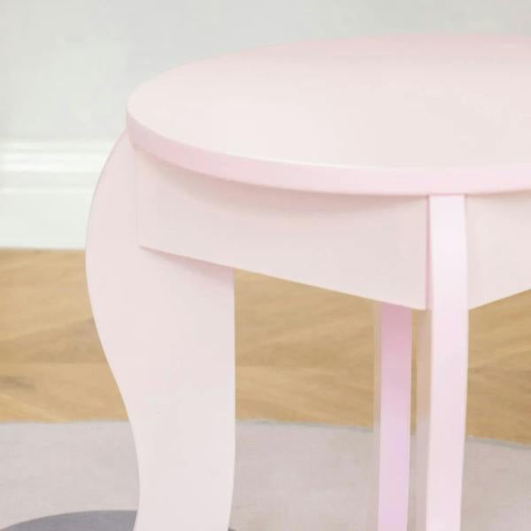 Pink kids vanity table leg and drawer front