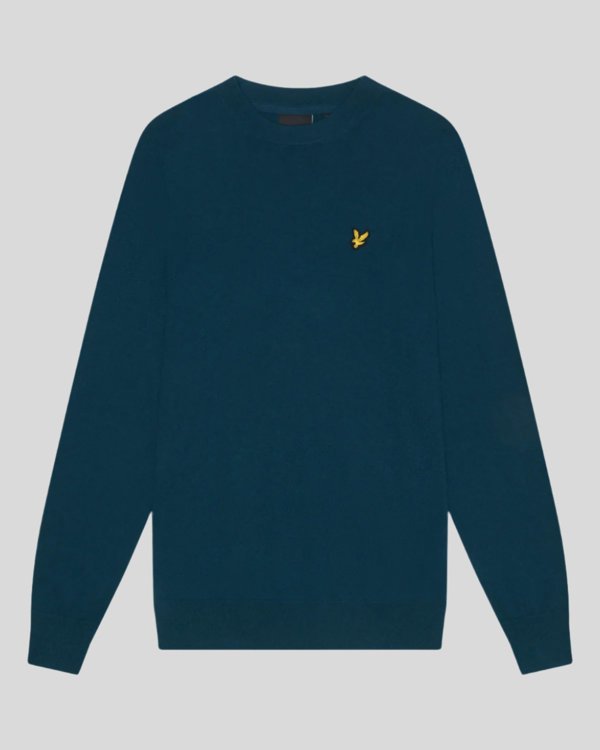 Lyle & Scott Cotton Merino Crew Neck Jumper Sweater - Apres Navy Blue