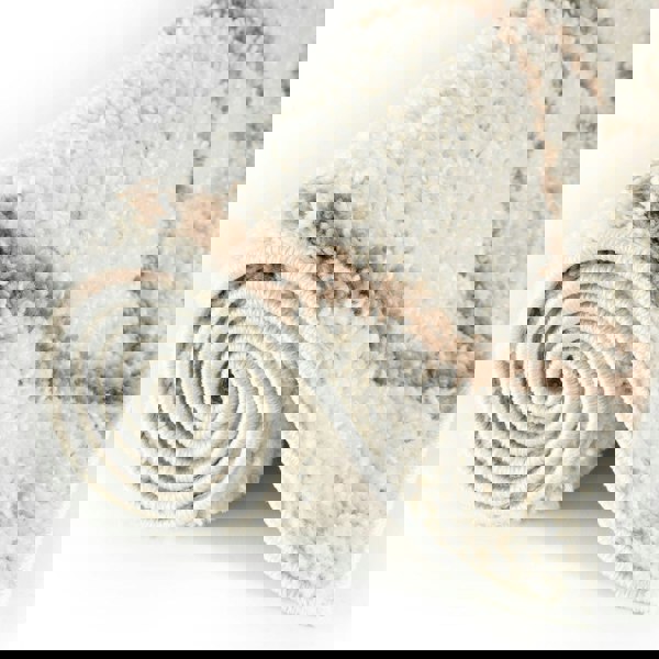 Diamond Design Thick Shaggy Area Rugs Ivory Beige