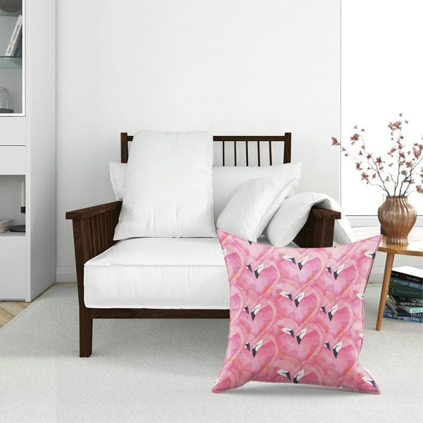 Warren Reed Watercolour Flamingo Hearts Floor Cushion