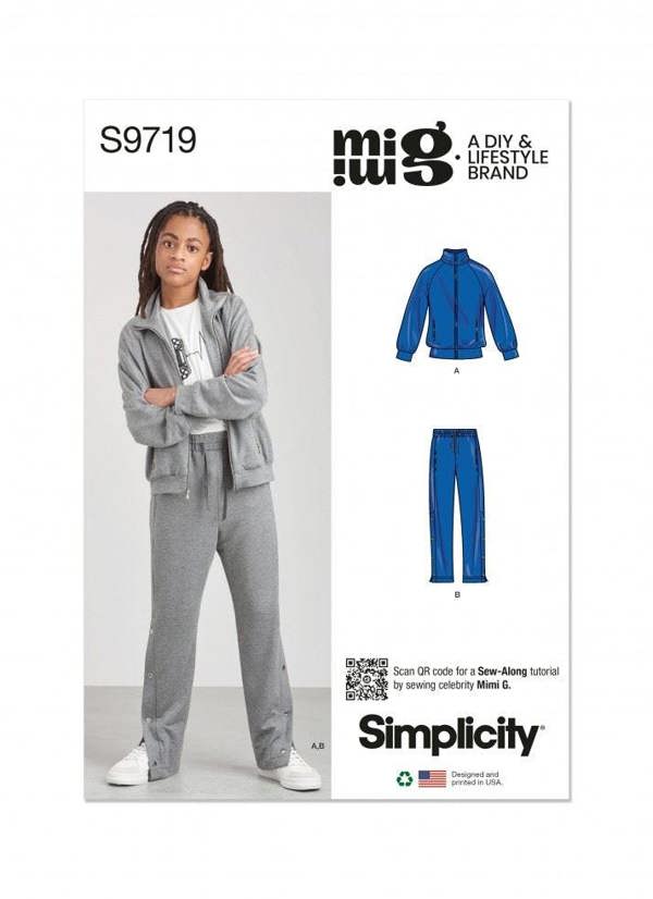 Simplicity Sewing Pattern 9719, Jackets, Trousers, Sportswear for Kids, Teenagers, A (S-M-L) - Intermediate