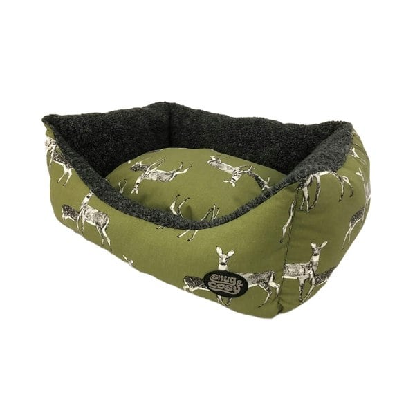 Snug and Cosy Pets Sage Deer Print Bed