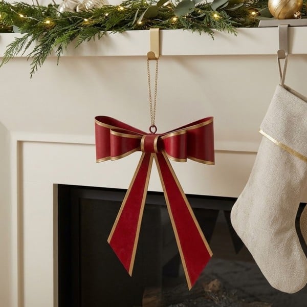 Garden Greatness Festive Red & Gold Metal Bow Hanger