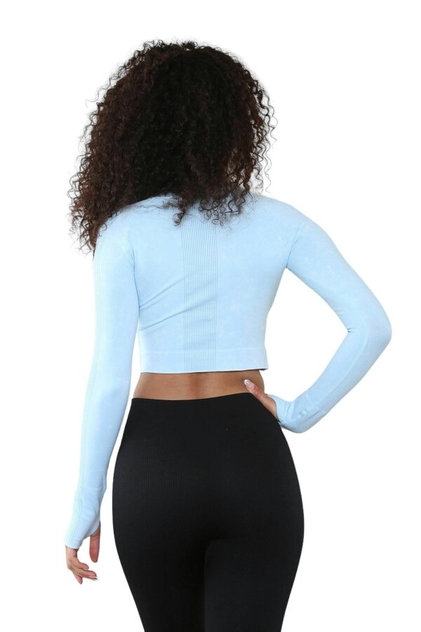 Elaina Fashion Women's Round Neck Tie-Dye Rib Seamless Slim Fit Crop Top Activewear 