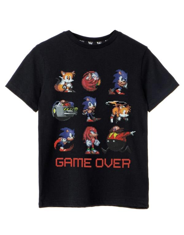 Sonic the Hedgehog Boys Black Game Over Short Sleeved T-Shirt