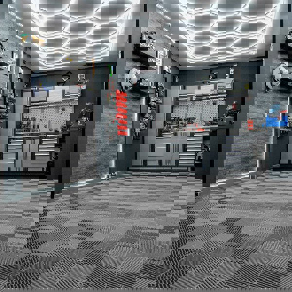 Monstershop Vented Garage Floor Tiles x 225 With Edges - Grey