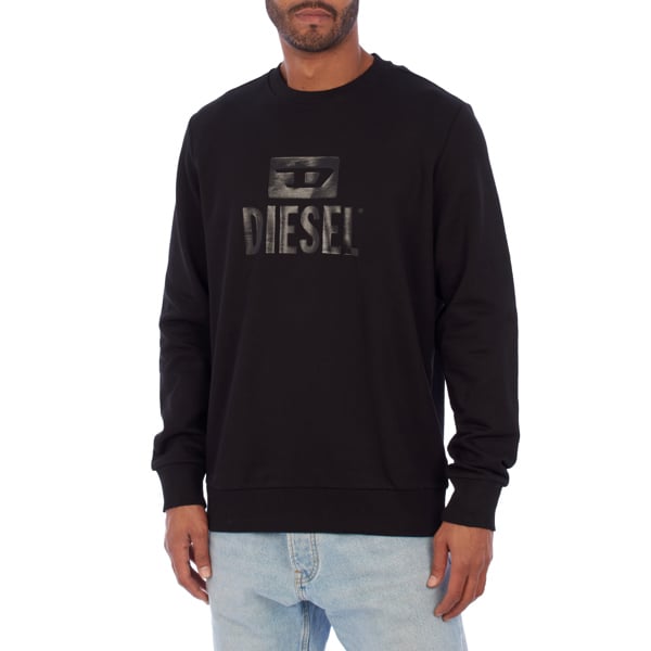 Diesel Tone On Logo Cotton Sweatshirt Jumper - Black