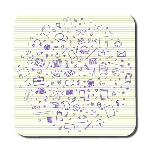 Abstract line pattern with school supplies (Coaster) - Andrew Lee Home and Living