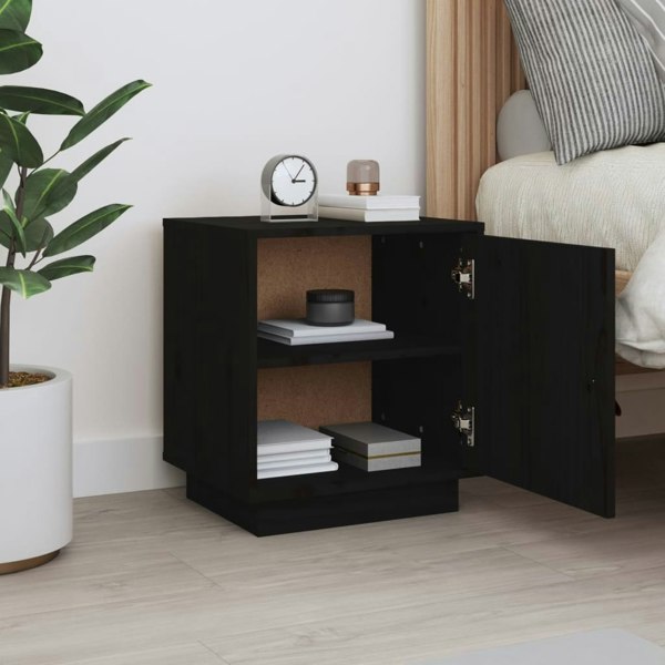 Berkfield Bedside Cabinet Black 40x34x45 cm Solid Wood Pine