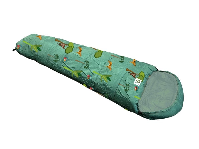 Kids Patterned Sleeping Bag by OLPRO, pictured on a white background.