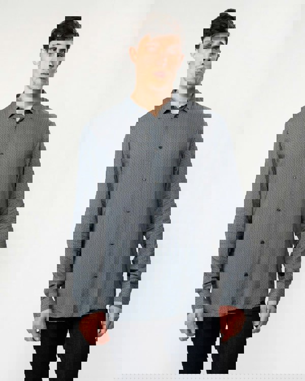 Armani Exchange Mens Long Sleeve Pattern Print Shirt - Urban Chic Geometric Brick 7801