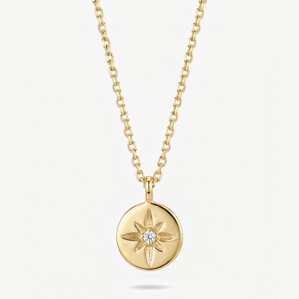 Muchv Gold Coin Necklace With Tiny Star