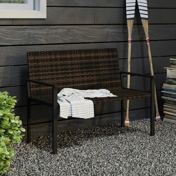 Wyld Haus Batare Rattan Brown 2 Seater Garden Bench With Armrests