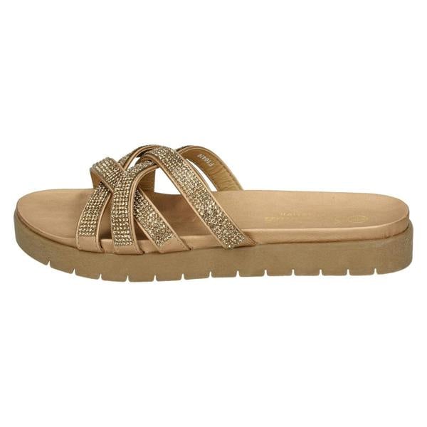 Savannah Ladies Savannah Flat Sole Cross Strap Mules