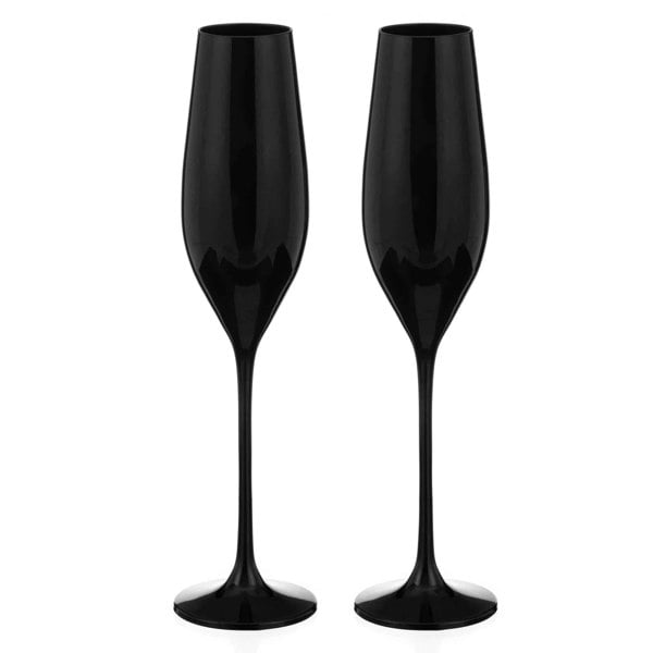 Diamante Ghost Black Champagne Flutes - Set of 2