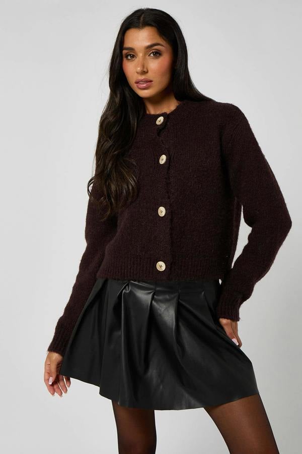 Urban Bliss Chocolate Cropped soft knit cardigan